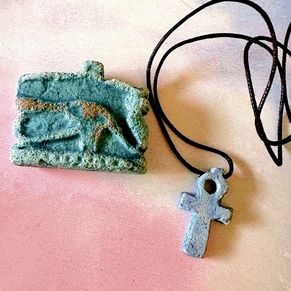 NEW Egyptian Soapstone Amulet Pendants - Ankh, Eye of Horus